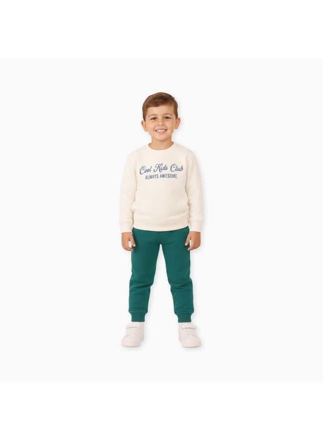 Luay Boys Winter Co-ord Set | Organic Cotton Top & Bottom | SoftCozy Winter Wear | Stylish Outfit ( White) - Image 1
